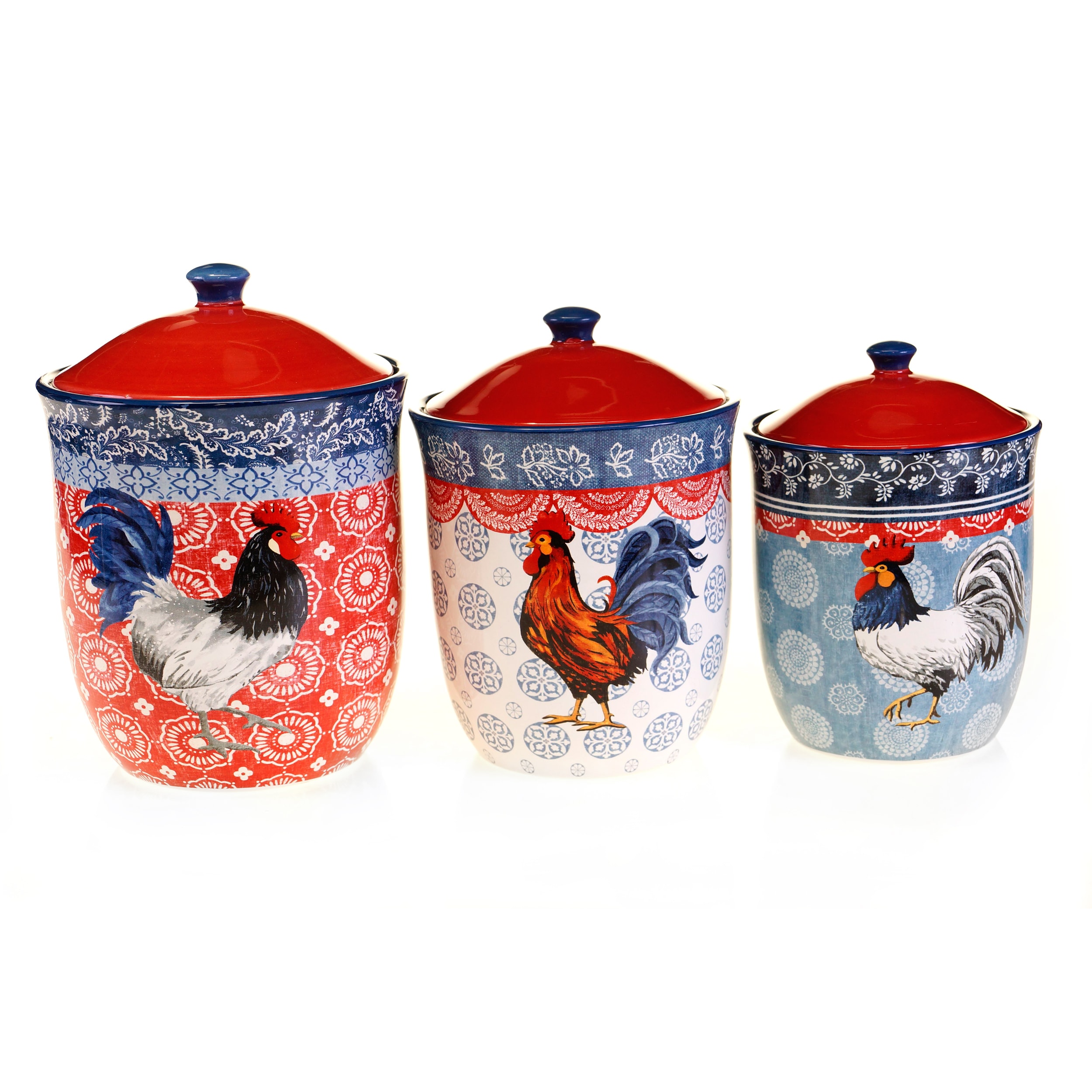 Certified International Americana Rooster 3-piece Canister Set