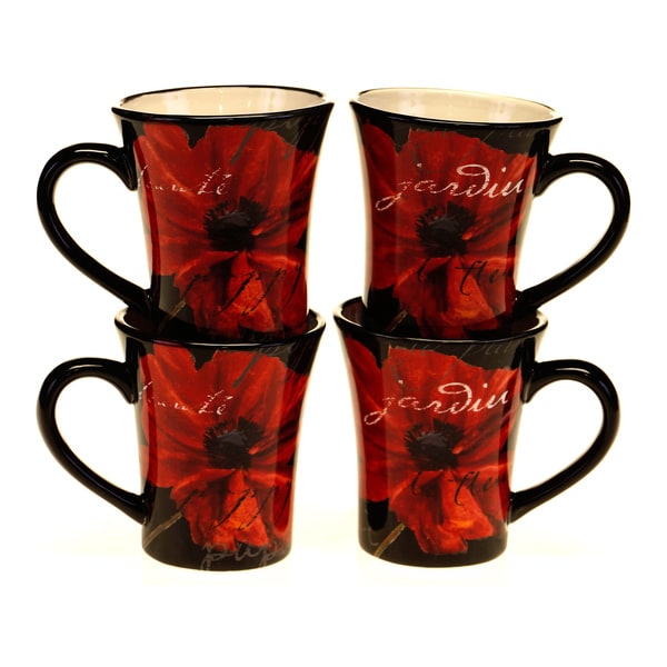 Certified International Midnight Poppies Mugs (Set of 4) Certified International Mugs