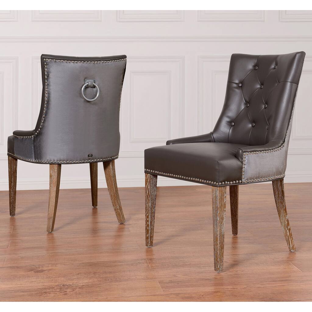 Uptown Leather/ Velvet Dining Chair (Set of 2)