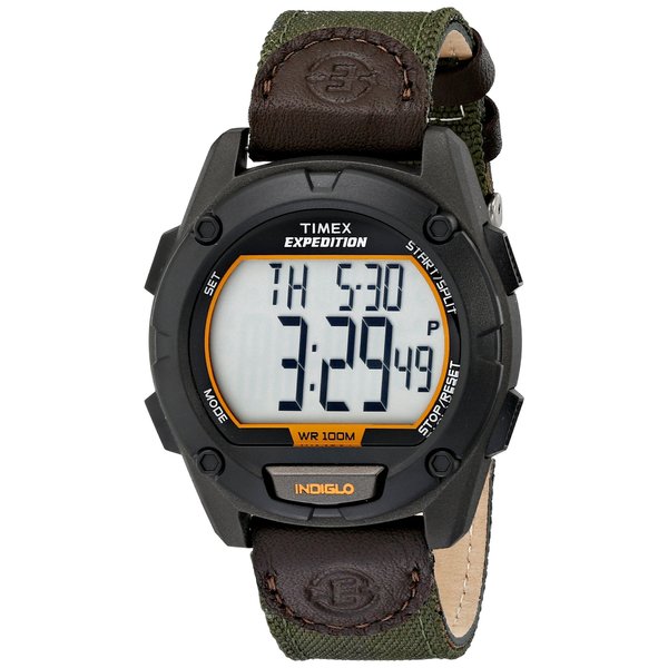 Timex Men's T49947 Expedition Digital CAT Green Nylon/ Leather Strap Watch