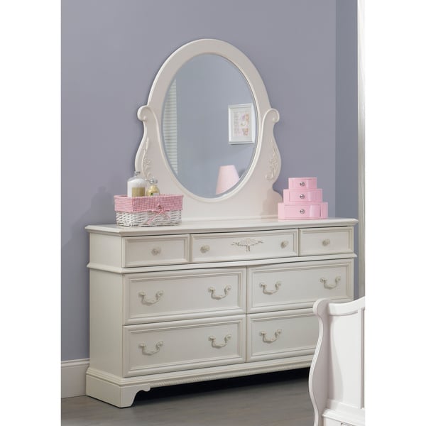 Arielle Antique White Wood Dresser and Mirror Set Kids' Dressers