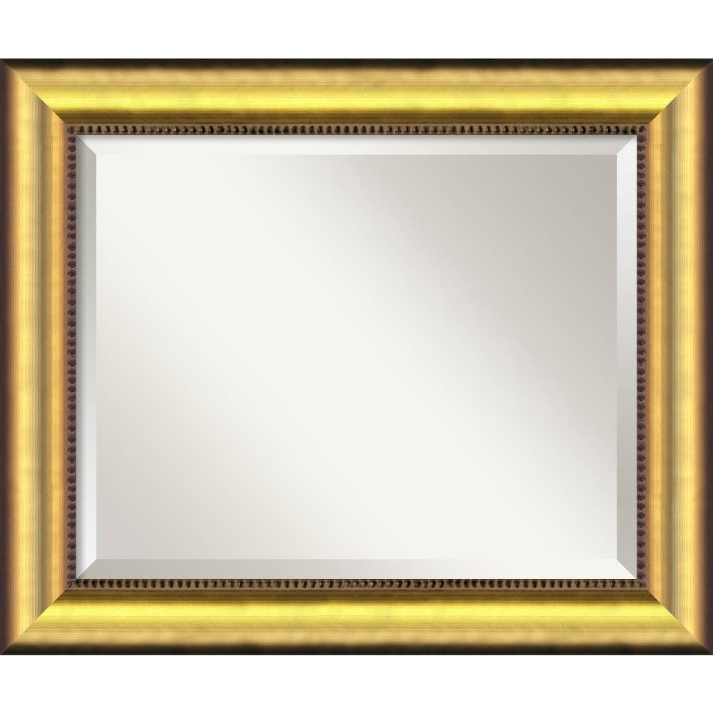 Medium Vegas Burnished Gold Framed Mirror (SmallSubject Framed MirrorFrame 2.75 inch Burnished gold with beaded detailImage dimensions 16 inches high x 20 inches wideOutside dimensions 20.62 inches high x 24.62 inches wide )