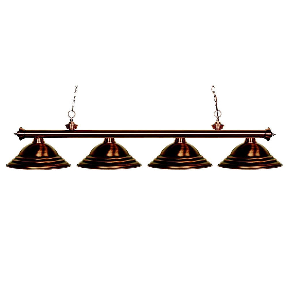 Riviera 4 light Antique Copper Billiard Pendant