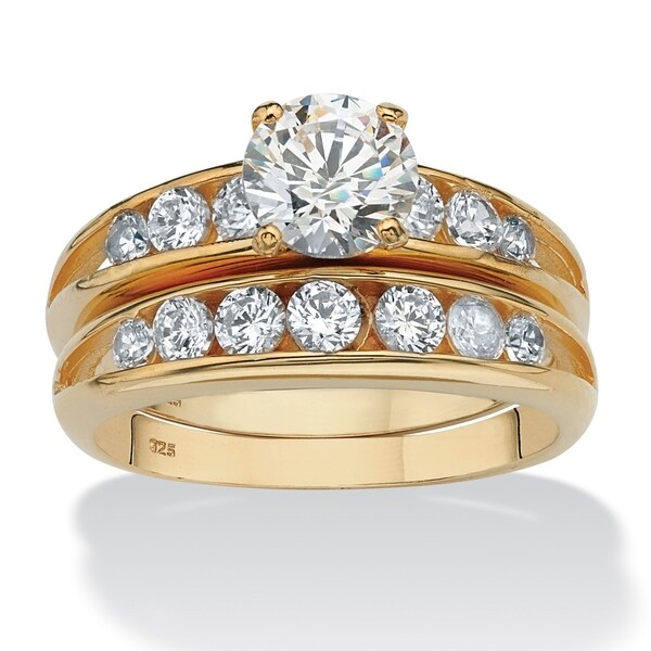 Yellow Gold Over Sterling Silver Cz Channel Set Bridal White Yellow Gold Over Sterling Silver Cz Channel Set Bridal White