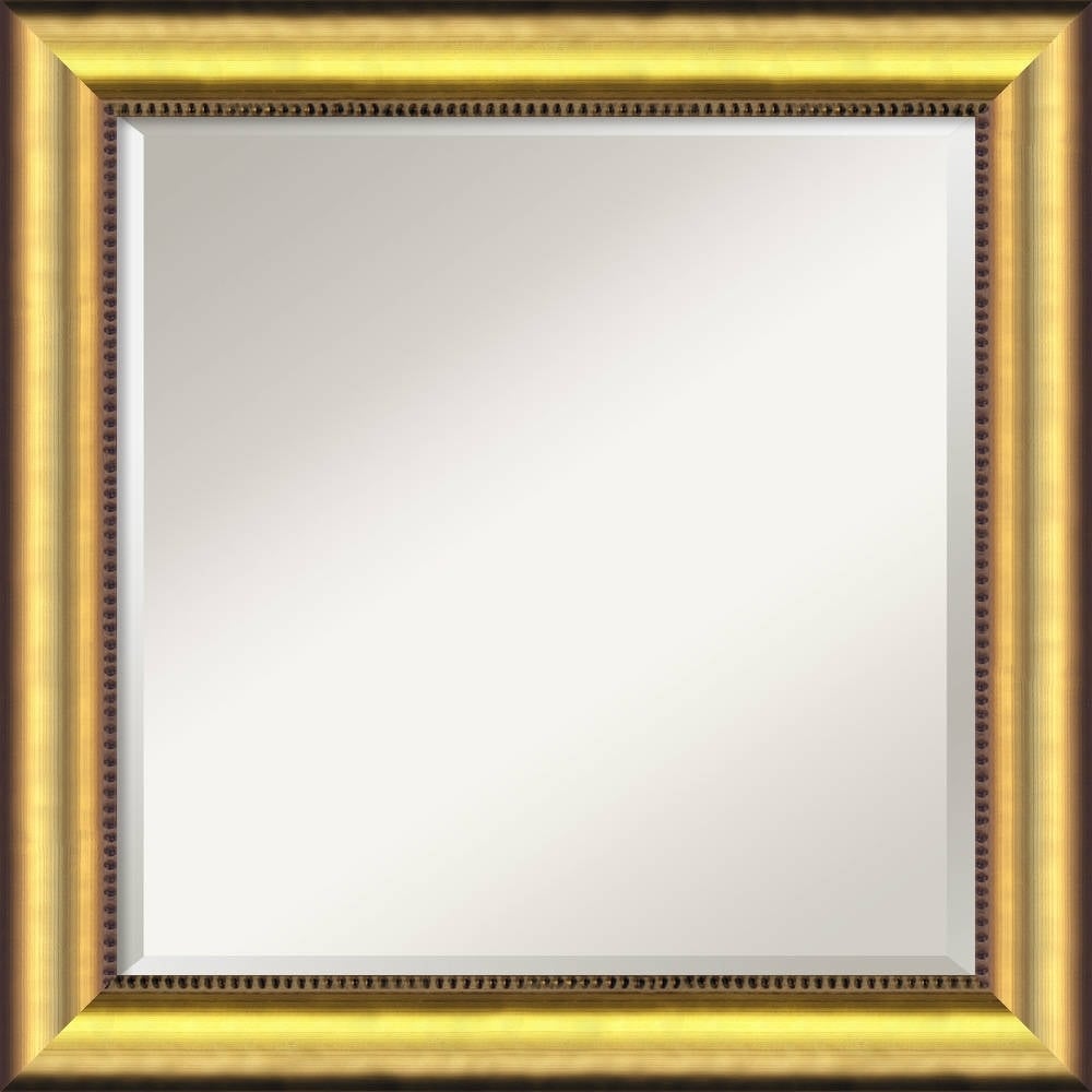 Amanti Art Vegas Burnished Gold 25x25 inch Square Wall Mirror Gold Size Medium