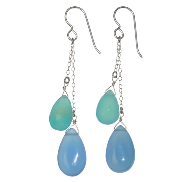 Ashanti Sterling Silver Blue Chalcedony Briolette Gemstone Dangle