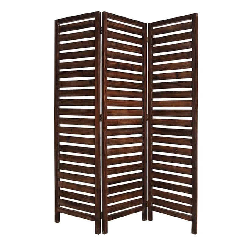 Handmade Fortress 3-panel Brown Wood Screen (China)