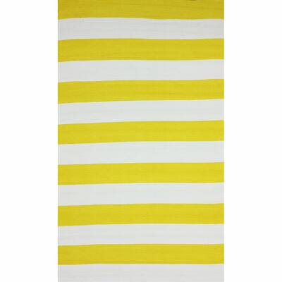 Nuloom Flatweave Indoor/ Outdoor Reversible Thick Striped Yellow Rug (8' x 10') - 8' x 10'