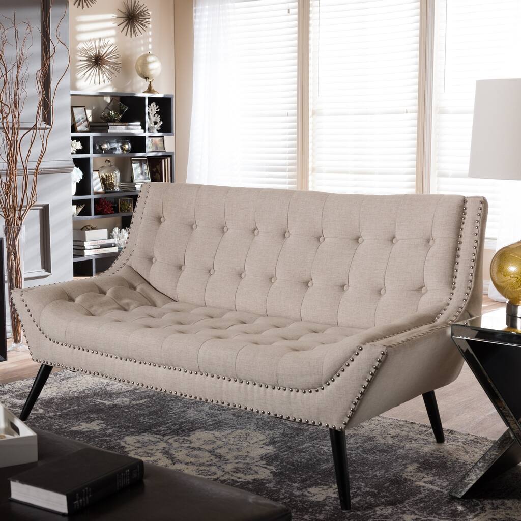 Baxton Studio Tamblin Beige Linen Modern Loveseat