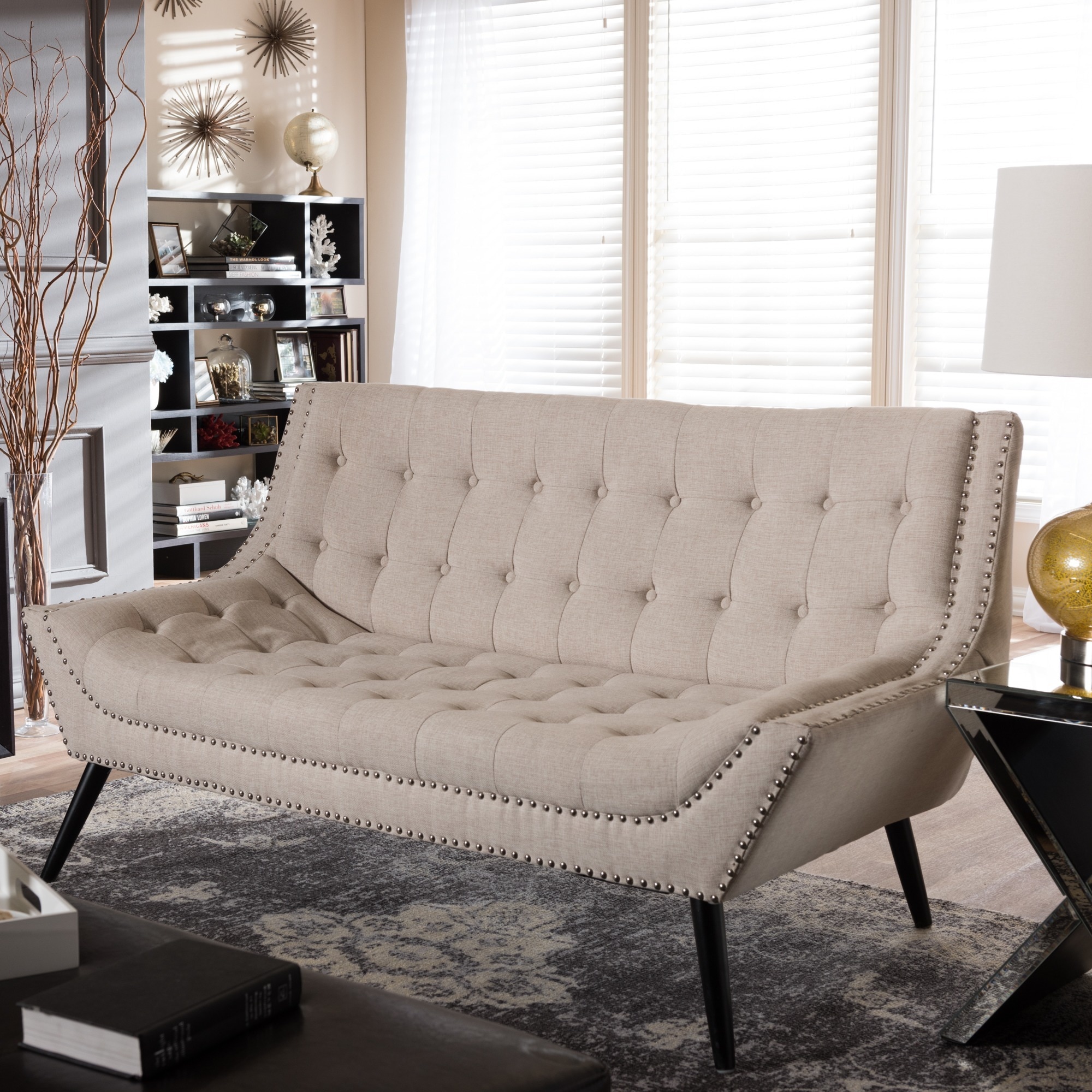 Tamblin Beige Linen Modern Sofa