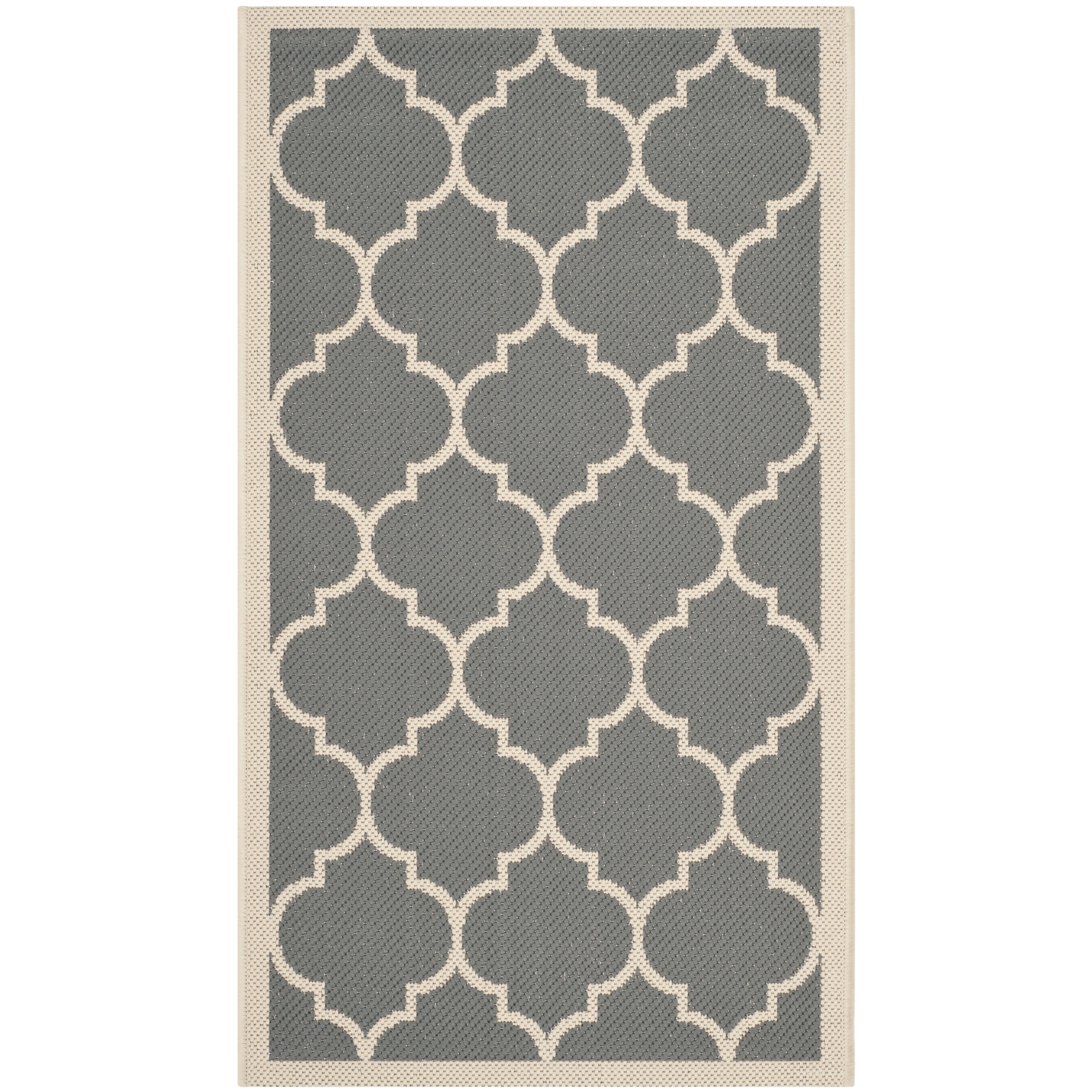 Safavieh Indoor/ Outdoor Courtyard Anthracite/ Beige Accent Rug (2 X 37)