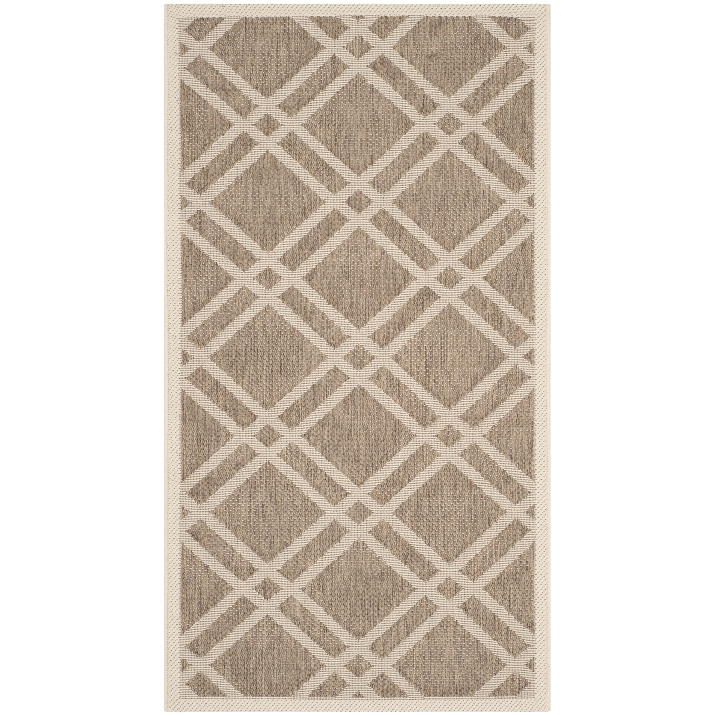 Safavieh Indoor/ Outdoor Courtyard Crisscross pattern Brown/ Bone Rug (2 X 37