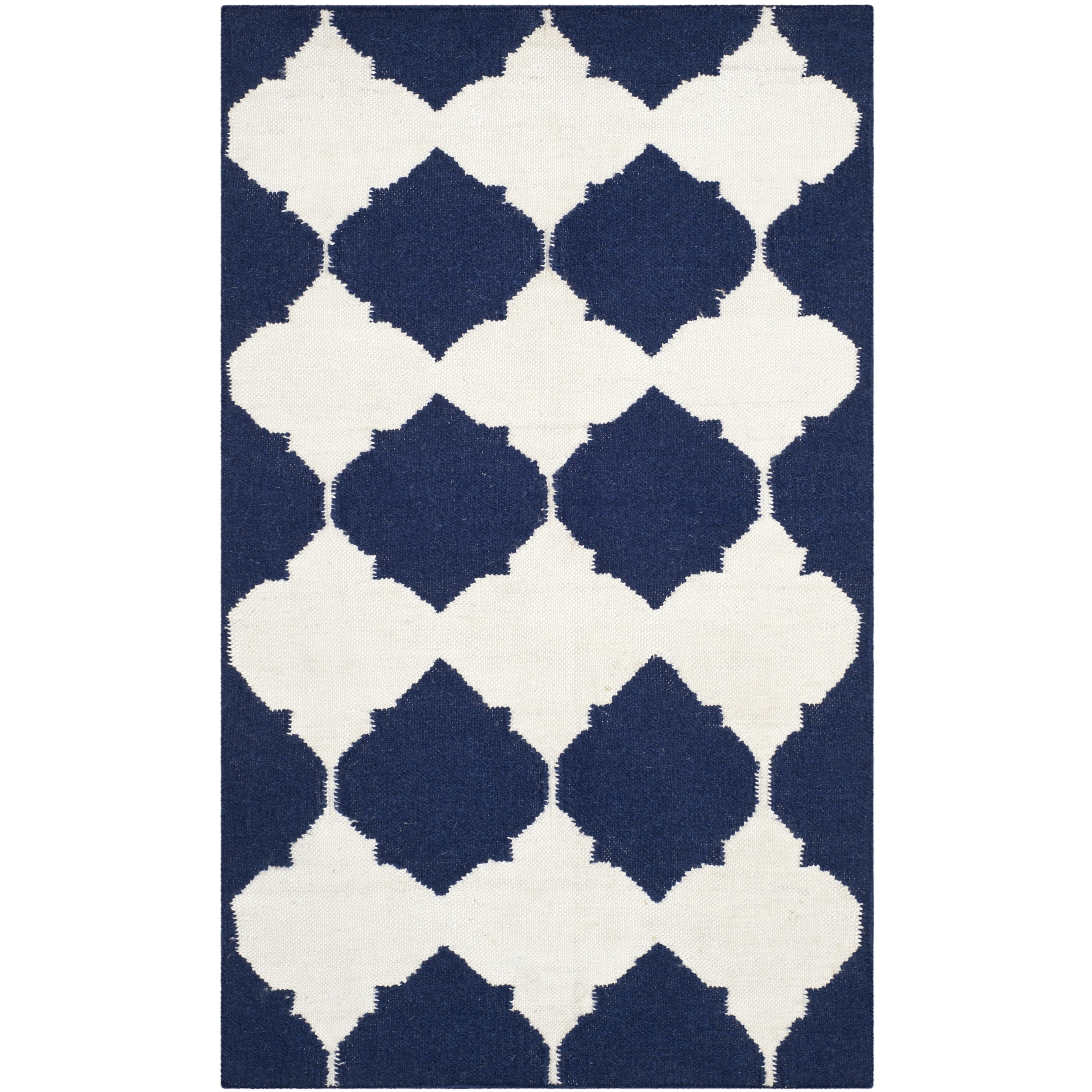 Safavieh Hand woven Moroccan Dhurrie Navy Wool Rug (26 X 4)