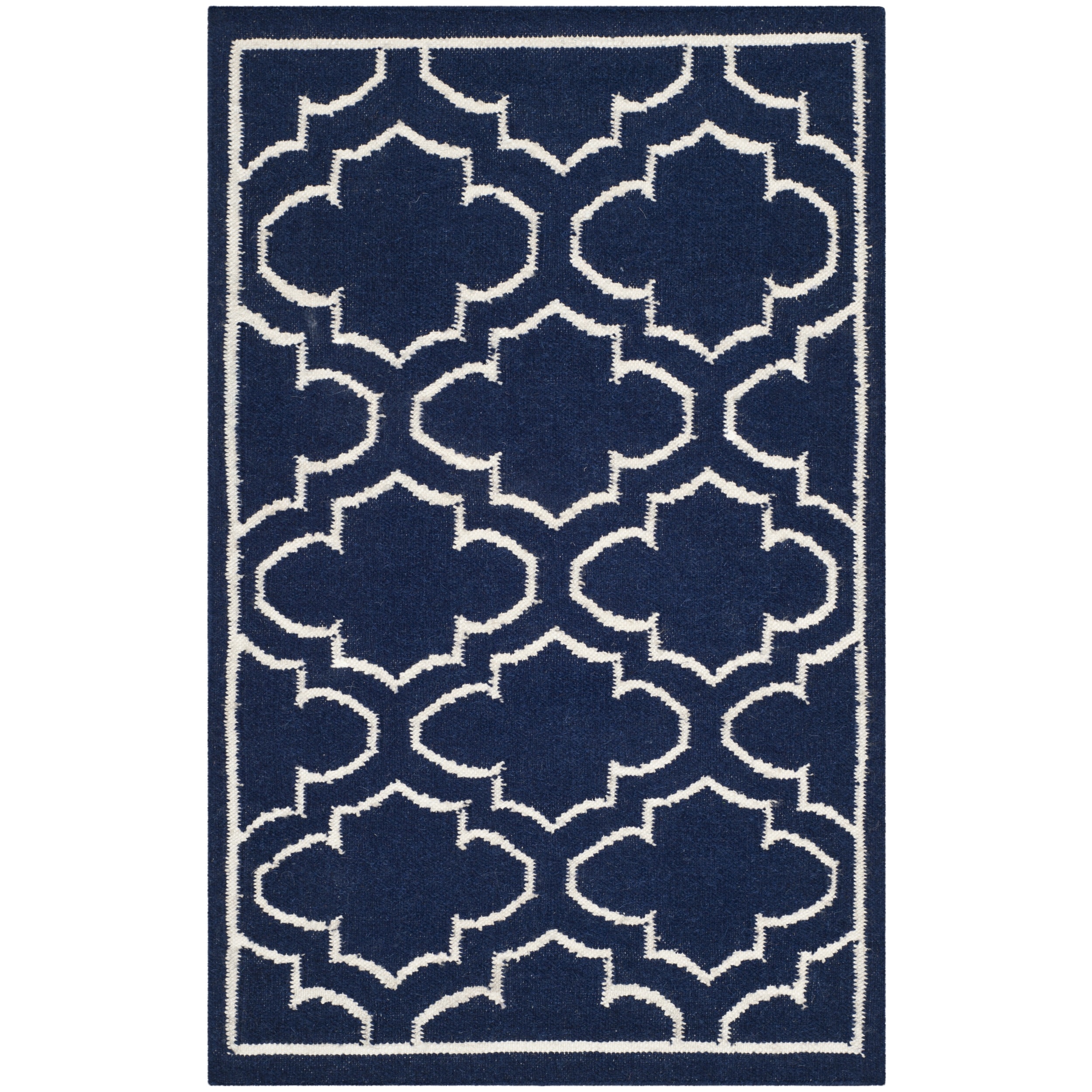 Safavieh Hand woven Moroccan Dhurrie Navy Wool Rug (26 X 4)