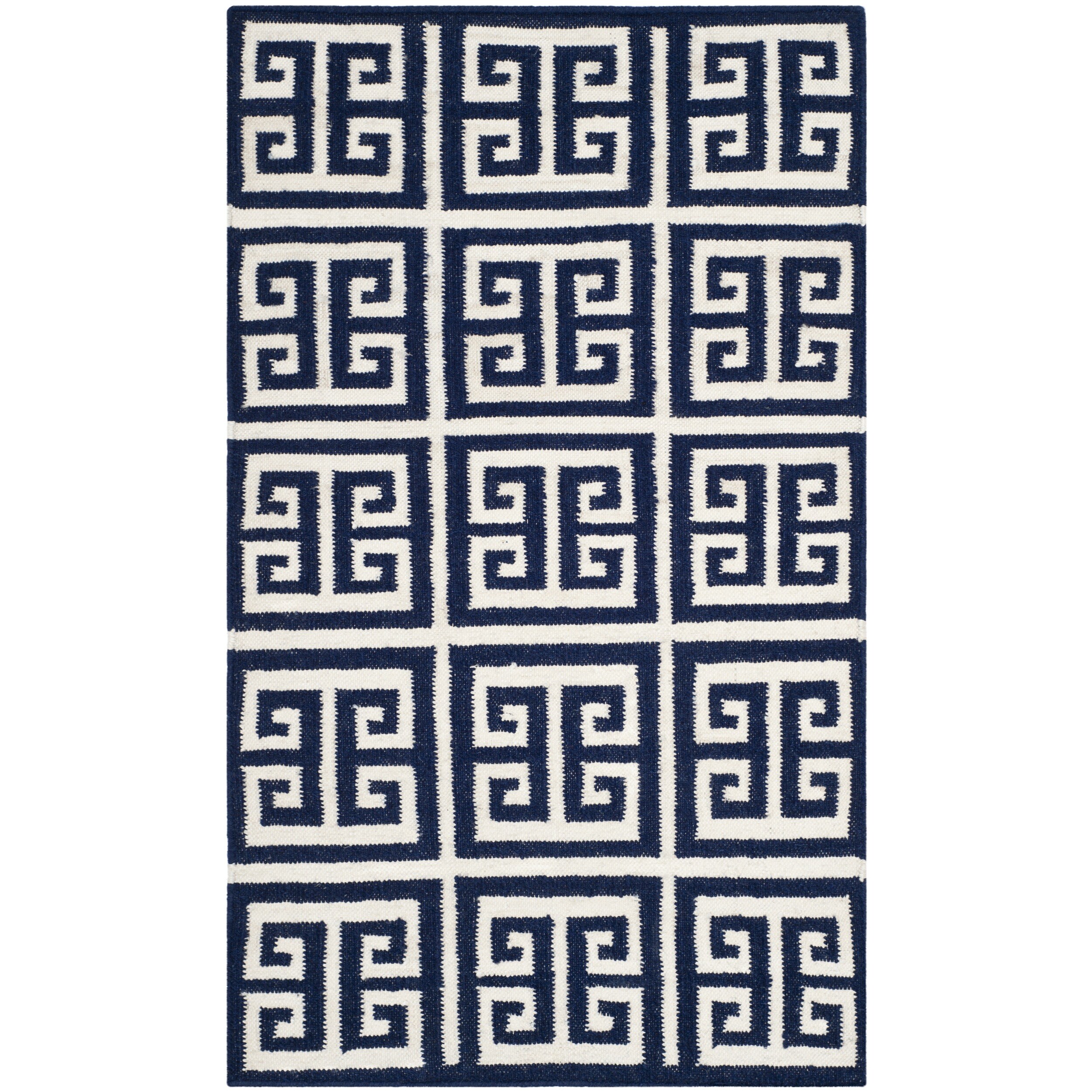 Safavieh Hand woven Moroccan Dhurrie Navy Wool Rug (26 X 4)