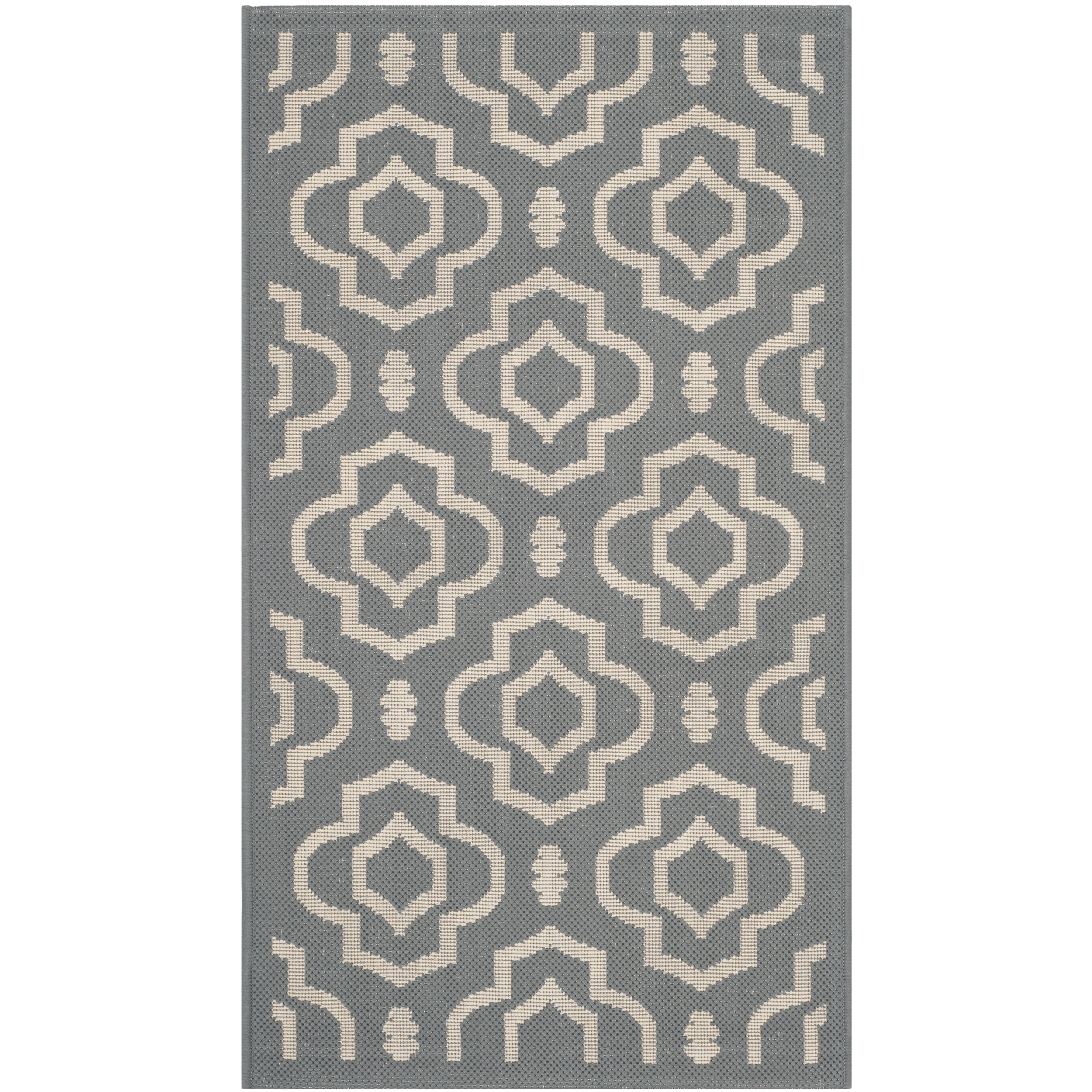 Safavieh Indoor/ Outdoor Courtyard Anthracite/ Beige Rug With .25 inch Pile (2 X 37)