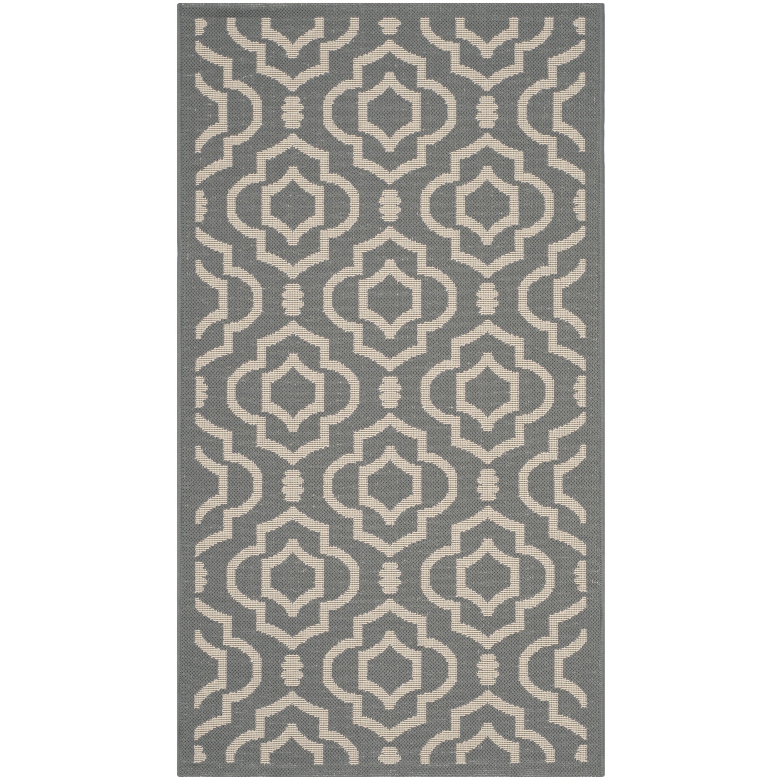 Safavieh Indoor/ Outdoor Polypropylene Courtyard Anthracite/ Beige Rug (27 X 5)