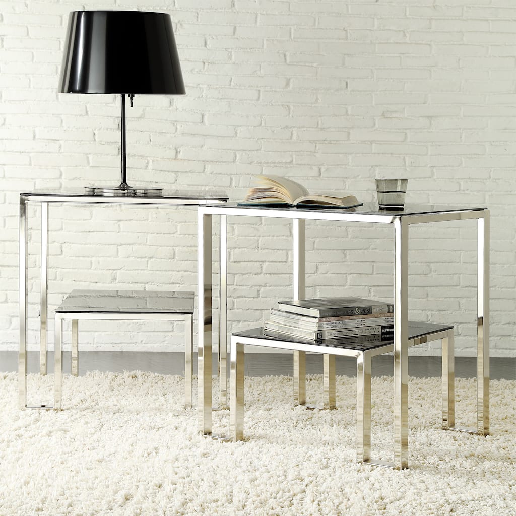 MID-CENTURY LIVING Alta Vista Black + Chrome Dual Metal Accent Table