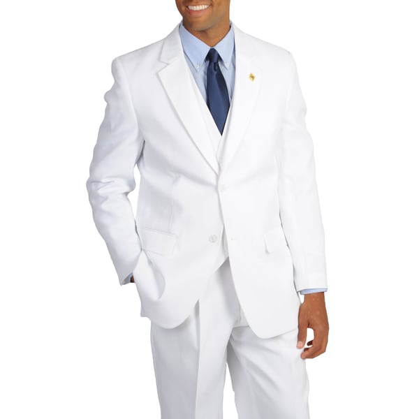 Shop Stacy Adams Men's Solid White Classic Fit 3-piece Suit - Free ...