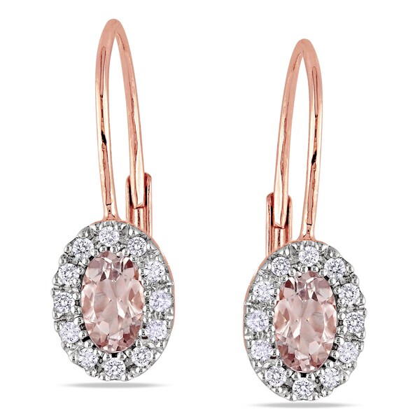 Miadora 10k Rose Gold Morganite 1/8ct TDW Diamond Earrings (H-I, I2-I3 ...