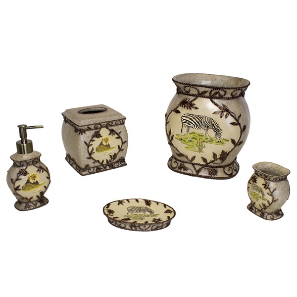 Sherry Kline Jungle Safari Bath Accessory 5 piece Set Sherry Kline Bathroom Accessory Sets