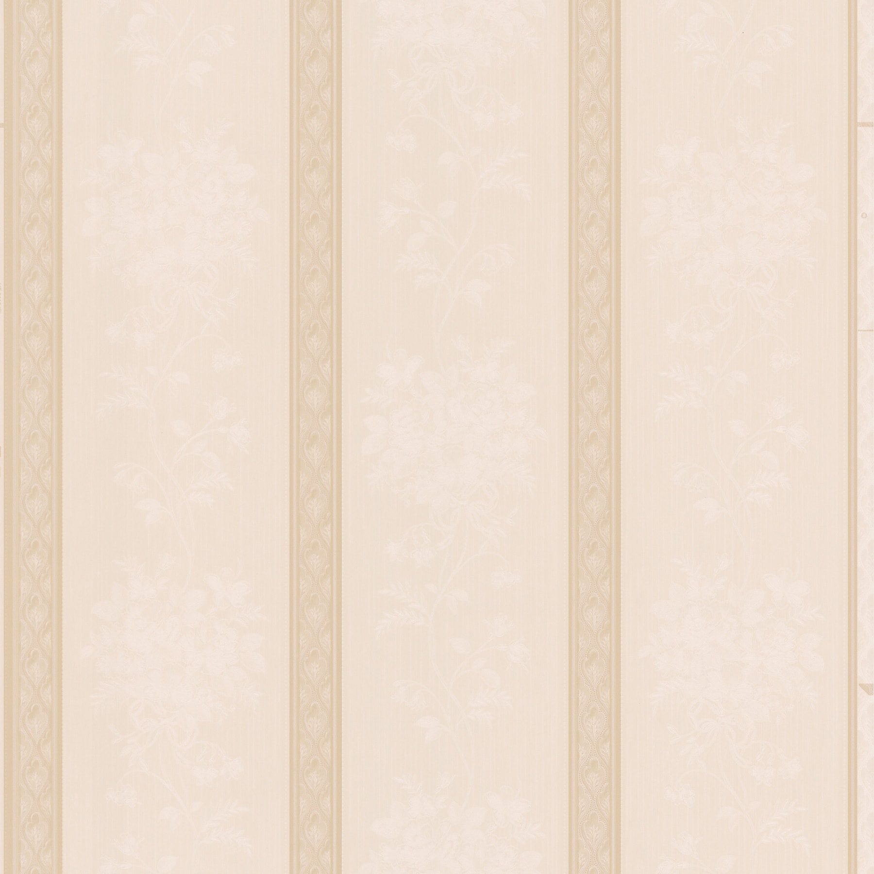 Brewster Neutral Beige Ornate Stripe Wallpaper