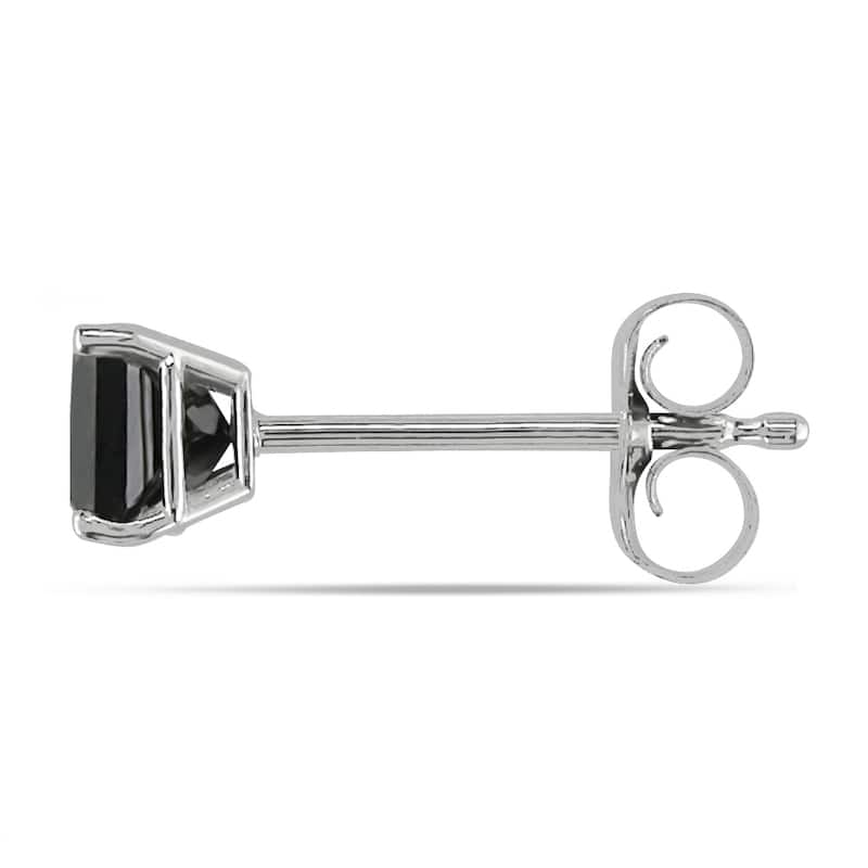 Miadora 10k White Gold 1/2ct TDW Princess-Cut Black Diamond Stud Earrings