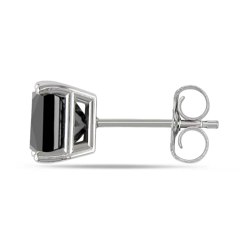Miadora 10k White Gold 2ct TDW Princess-Cut Black Diamond Stud Earrings