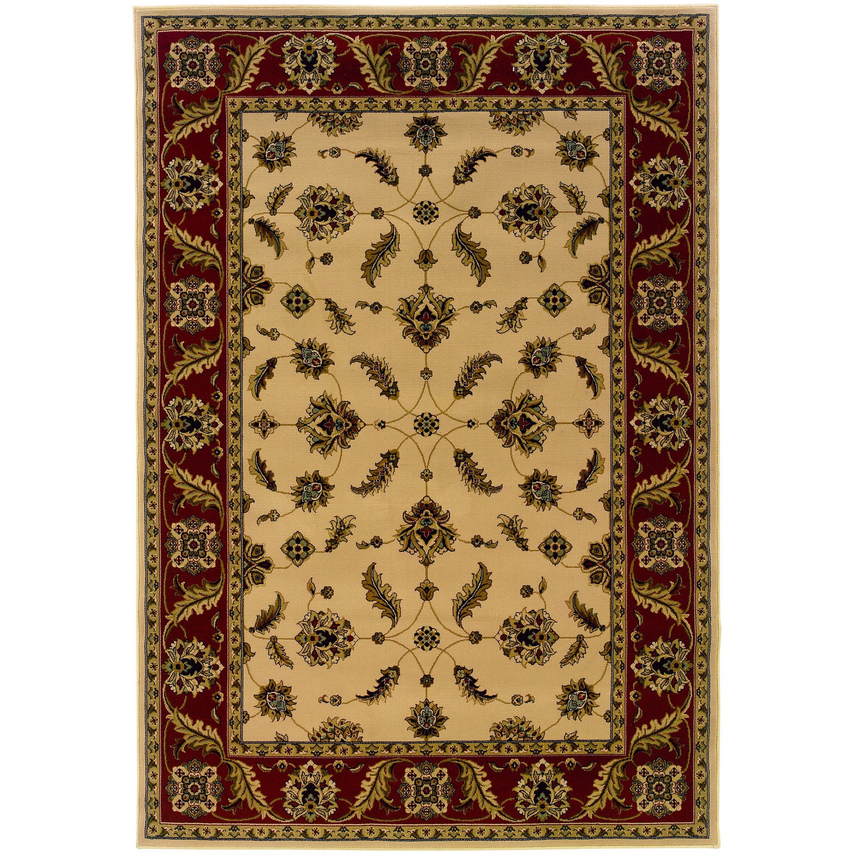 Traditional Ivory/ Red Area Rug (910 X 1210)