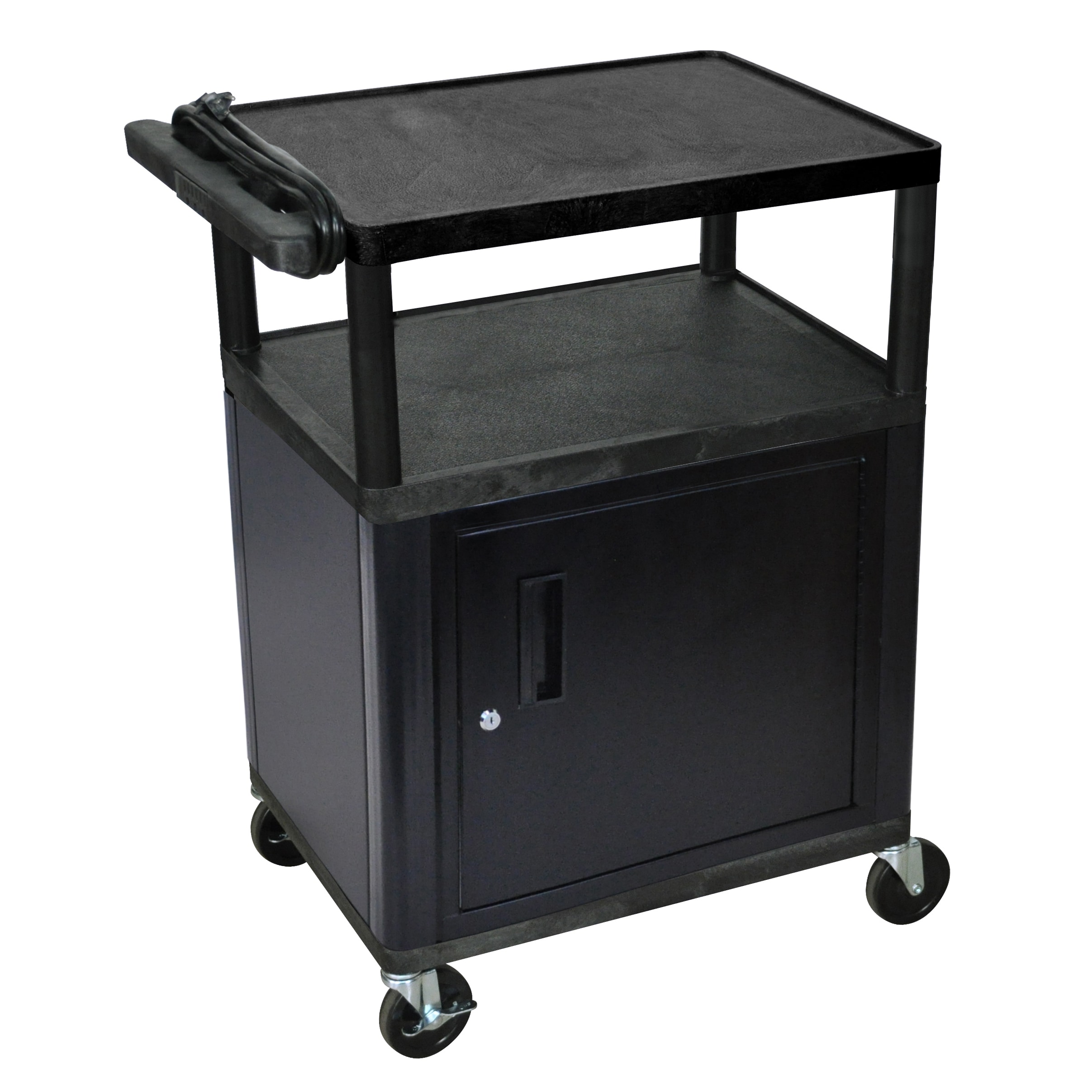 Shop Offex Black Mobile 3 Shelf Adjustable Storage Av Cart With