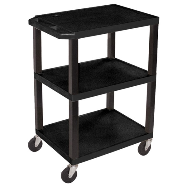 Offex OF-WT34S 3 Shelves Multipurpose Black Utility Storage Cart
