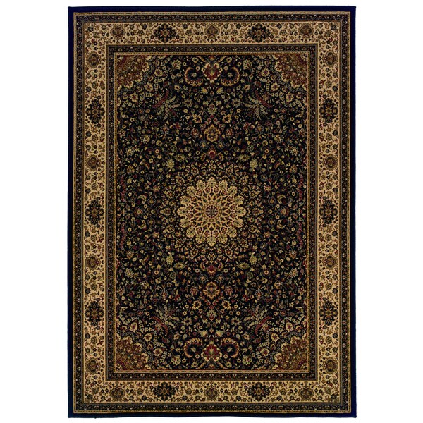 Traditional Black/ Ivory Area Rug (9'10 x 12'10)