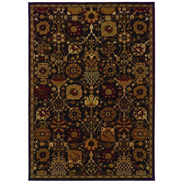 Traditional Brown/ Multi Area Rug (9'10 x 12'10) - Overstock - 8153157