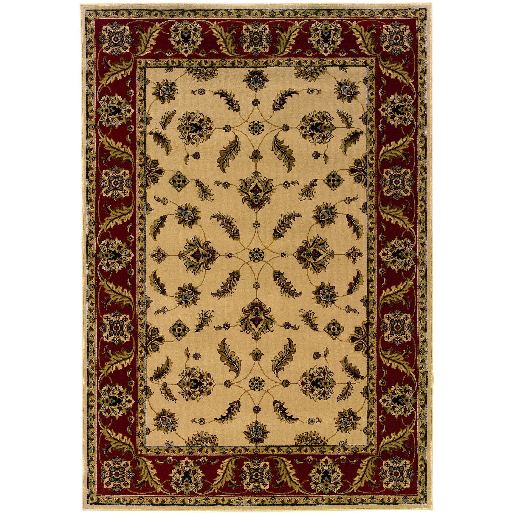 Traditional Ivory/ Red Area Rug (710 X 1010)