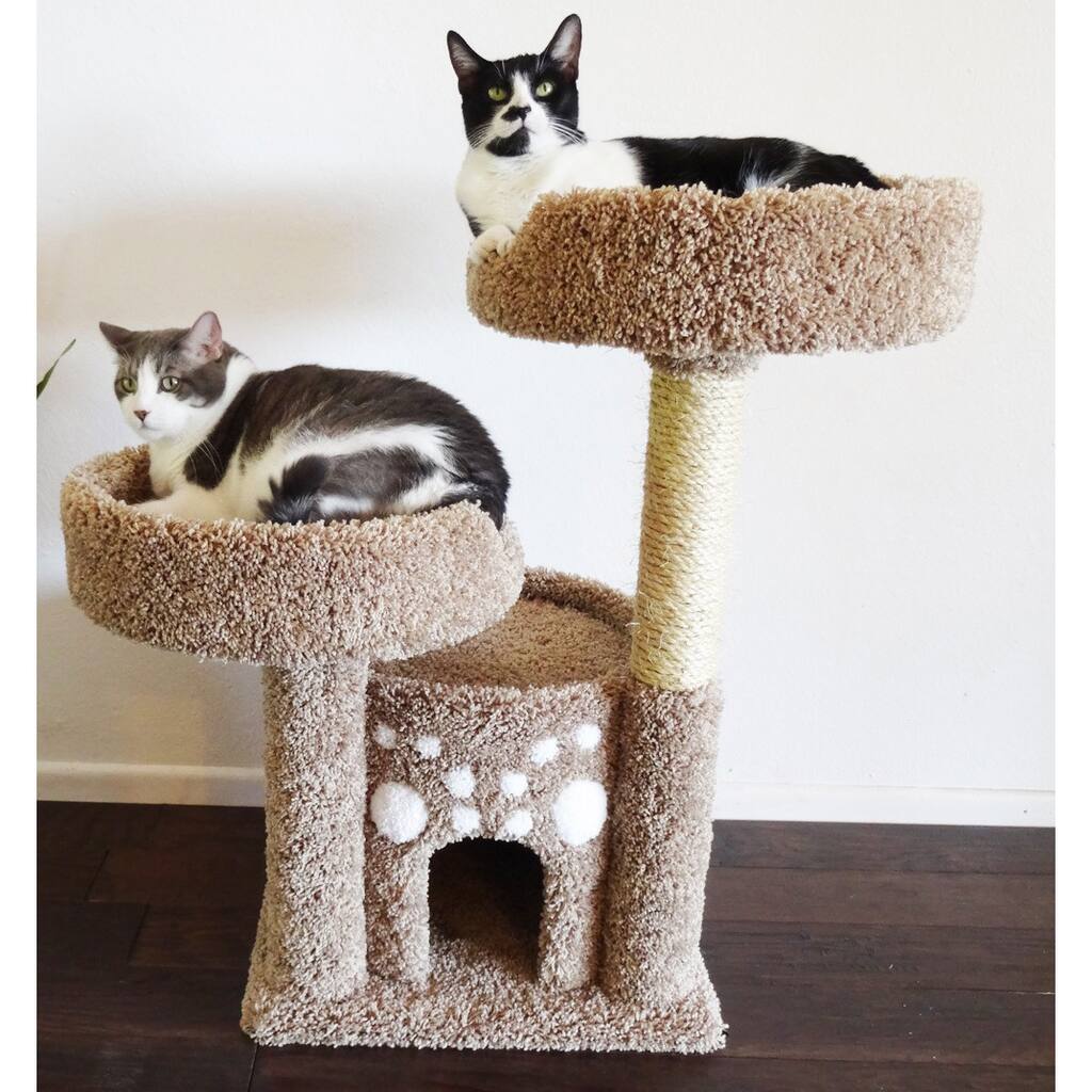 New Cat Condos Double Perch Solid Wood Cat Condo