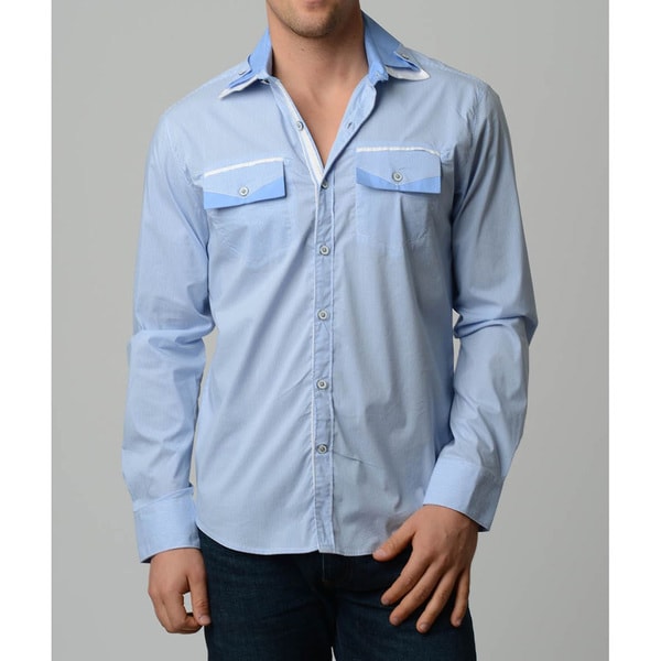 V.I.P. Collection Men's Sky Blue Slim Fit Long Sleeve Button Down Shirt V.I.P. COLLECTION Casual Shirts