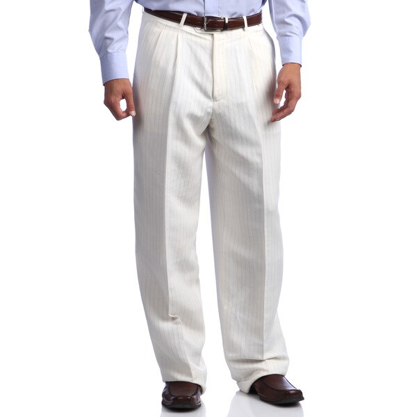 Phat Premium by Phat Farm Men's Cream Linen Blend Wide-leg Pants ...