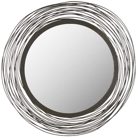 SAFAVIEH Wired Industrial 21-inch Round Decorative Mirror - 21" x 0.8" x 21"