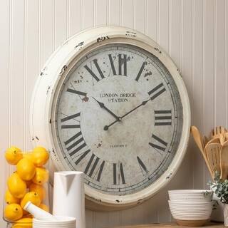 Shabby Chic Wall Clocks For Less Francesco Oversized 24 5 Metal White Wall Clock