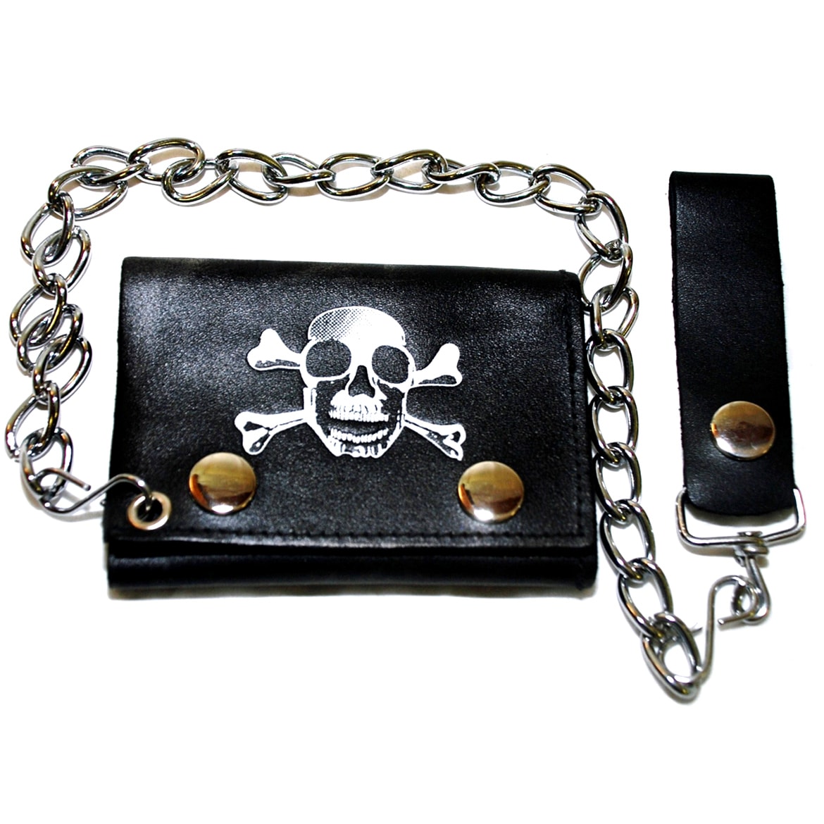 Hollywood Tag Skull/ Crossbones Tri fold Chain Wallet