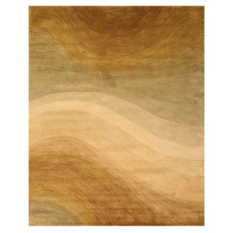 Hand-tufted Wool Gold Contemporary Abstract Morono Rug (5' x 8') - 5' x 8'