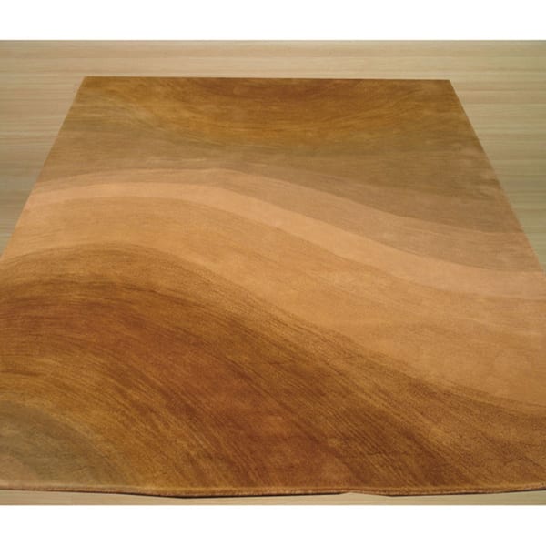 Hand-tufted Wool Gold Contemporary Abstract Morono Rug (5' x 8') - 5' x 8'