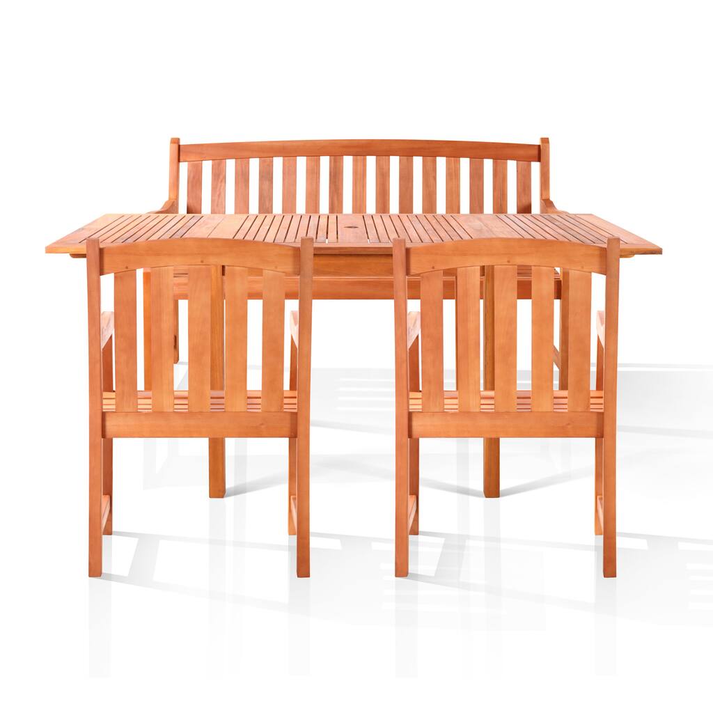 Pembroke Eco-friendly Bench 5-foot Outdoor Dining Set