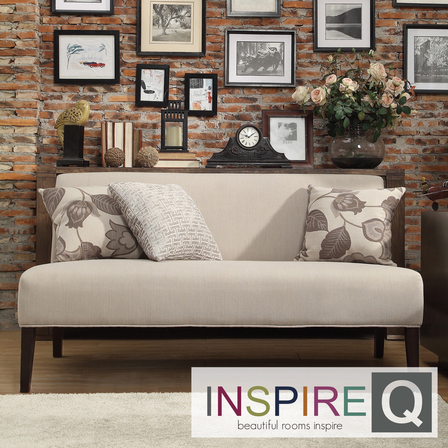 Inspire Q Wicker Park Grey Fabric Armless Sofa