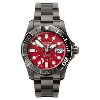 Swiss Army Men S Dive Master 500 Gunmetal Red Dial Watch