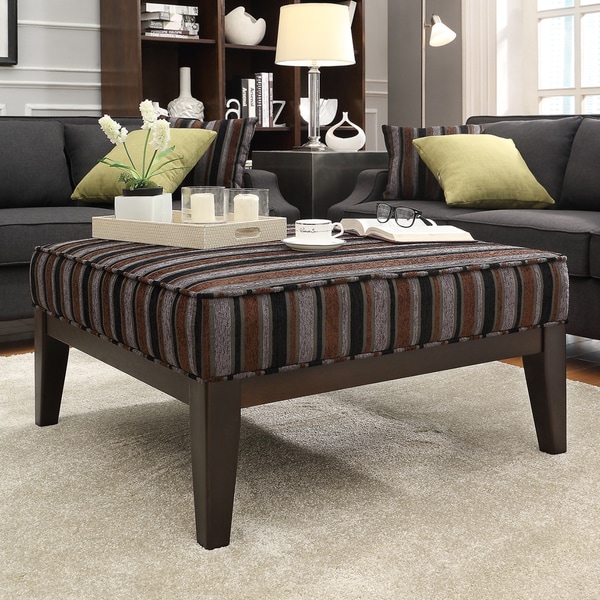 INSPIRE Q Ashland 36 inch Mocha Tonal Stripe Upholstered Cocktail