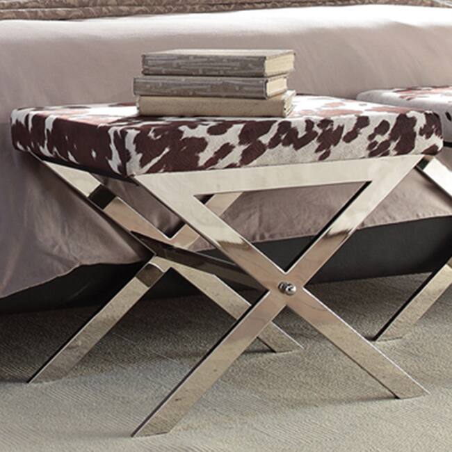 Southport Faux Cowhide Print 22-inch Metal Bench by iNSPIRE Q Bold