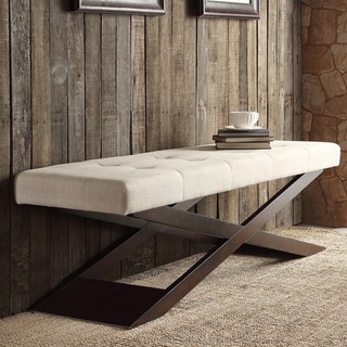 Bosworth Beige Linen Wood X Base Bench by iNSPIRE Q Classic