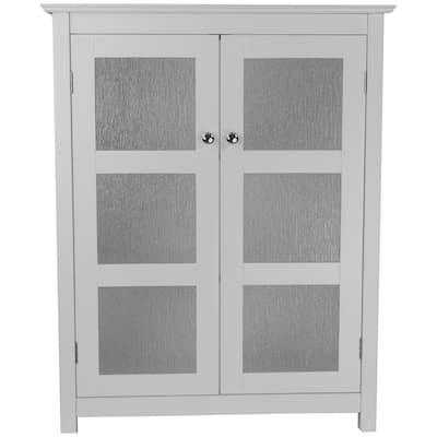 Highland White Double Glass Door Floor Cabinet