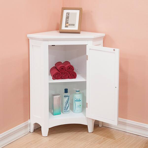 Shop Bayfield White Shutter Door Corner Floor Cabinet By Elegant
